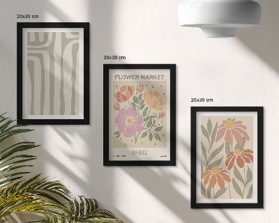 Conjunto de 3 quadros decorativos Pôster com motivos botânicos, minimalismo parisiense