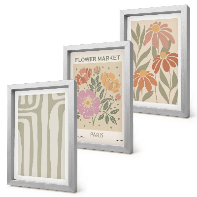 Conjunto de 3 quadros decorativos Pôster com motivos botânicos, minimalismo parisiense
