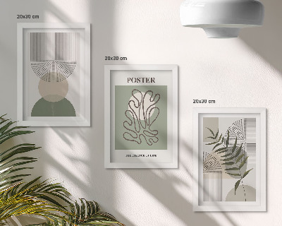 Tríptico com moldura Pôster com padrões botânicos abstratos geométricos