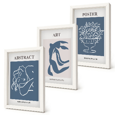 Tríptico com moldura Os elegantes padrões abstratos de Matisse com figuras e flores.