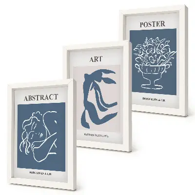 Tríptico com moldura padrões abstratos elegantes de Matisse com figuras e flores