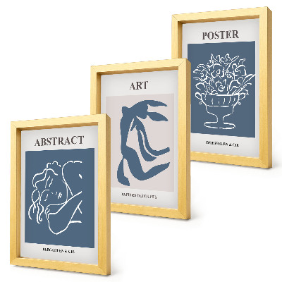Tríptico com moldura Os elegantes padrões abstratos de Matisse com figuras e flores.