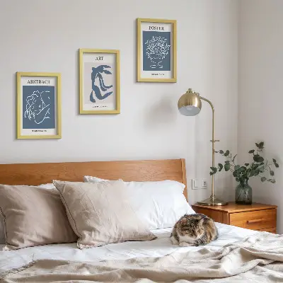 Tríptico com moldura padrões abstratos elegantes de Matisse com figuras e flores