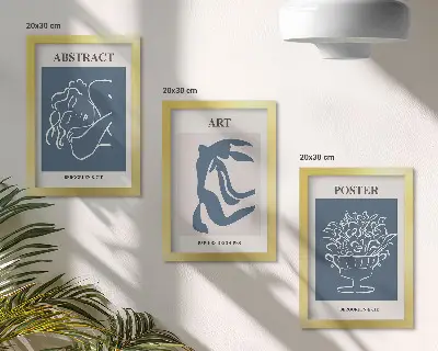 Tríptico com moldura padrões abstratos elegantes de Matisse com figuras e flores