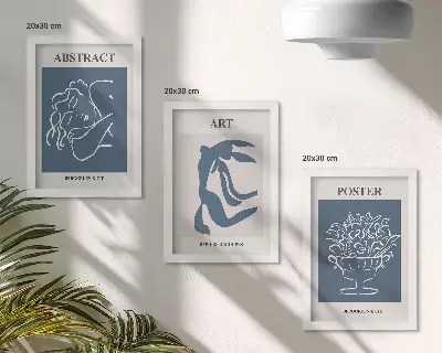 Tríptico com moldura padrões abstratos elegantes de Matisse com figuras e flores