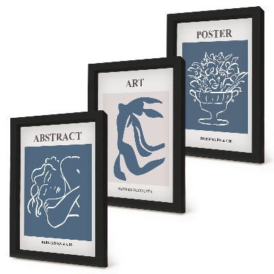 Tríptico com moldura Os elegantes padrões abstratos de Matisse com figuras e flores.