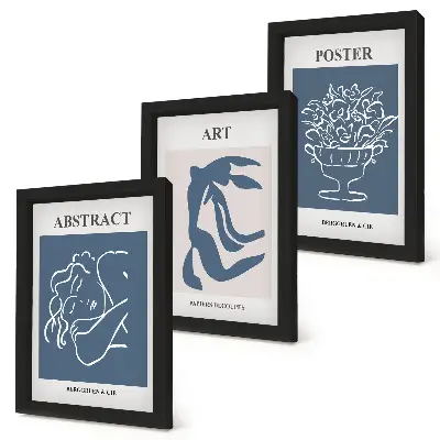 Tríptico com moldura padrões abstratos elegantes de Matisse com figuras e flores