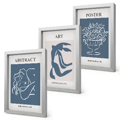 Tríptico com moldura padrões abstratos elegantes de Matisse com figuras e flores