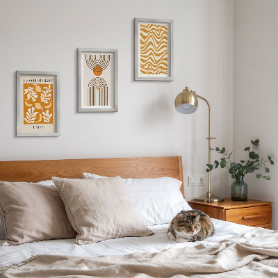 Conjunto de 3 quadros decorativos Pôsteres de moda com estampas florais e geométricas