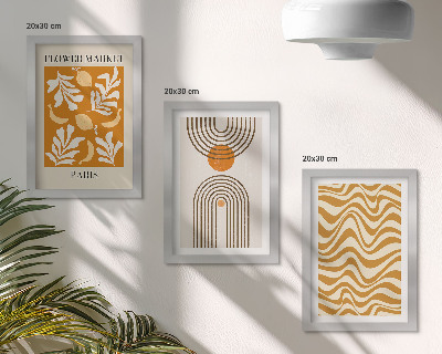 Conjunto de 3 quadros decorativos Pôsteres de moda com estampas florais e geométricas