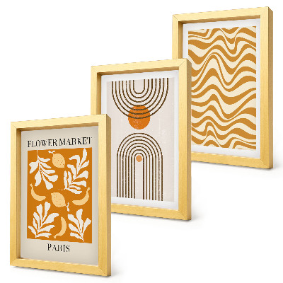 Conjunto de 3 quadros decorativos Pôsteres de moda com estampas florais e geométricas