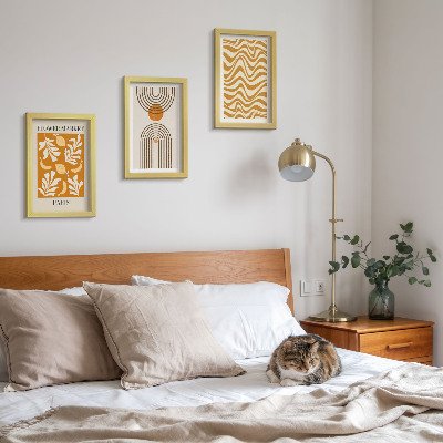 Conjunto de 3 quadros decorativos Pôsteres de moda com estampas florais e geométricas