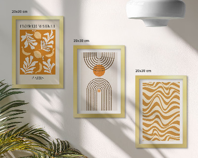 Conjunto de 3 quadros decorativos Pôsteres de moda com estampas florais e geométricas