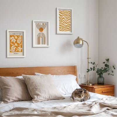 Conjunto de 3 quadros decorativos Pôsteres de moda com estampas florais e geométricas