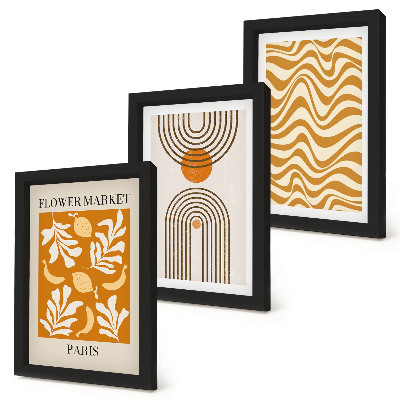 Conjunto de 3 quadros decorativos Pôsteres de moda com estampas florais e geométricas