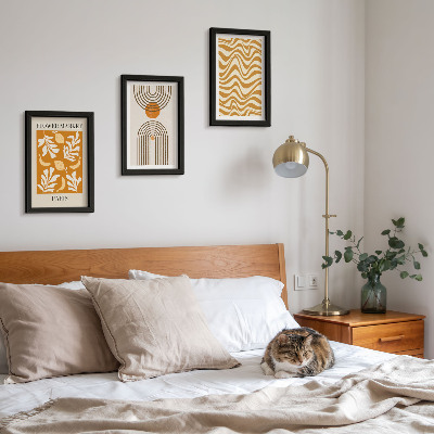Conjunto de 3 quadros decorativos Pôsteres de moda com estampas florais e geométricas