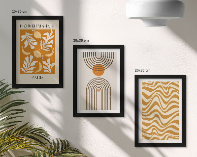 Conjunto de 3 quadros decorativos Pôsteres de moda com estampas florais e geométricas
