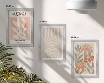 Conjunto de molduras com imagens Formas abstratas com motivos vegetais em tons pastel.