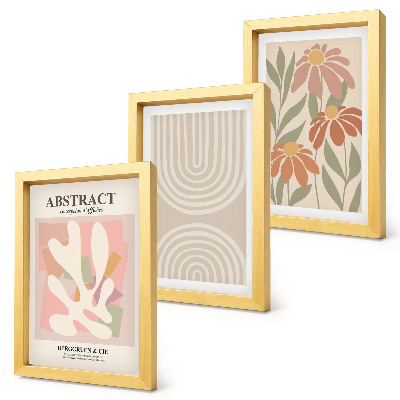 Conjunto de molduras com imagens Formas abstratas com motivos vegetais em tons pastel.