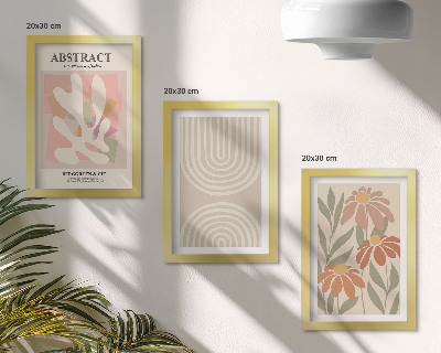 Conjunto de molduras com imagens Formas abstratas com motivos vegetais em tons pastel.