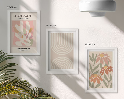 Conjunto de molduras com imagens Formas abstratas com motivos vegetais em tons pastel.