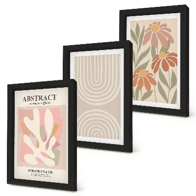 Conjunto de molduras com imagens Formas abstratas com motivos vegetais em tons pastel.