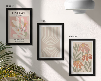 Conjunto de molduras com imagens Formas abstratas com motivos vegetais em tons pastel.