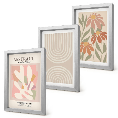 Conjunto de molduras com imagens Formas abstratas com motivos vegetais em tons pastel.