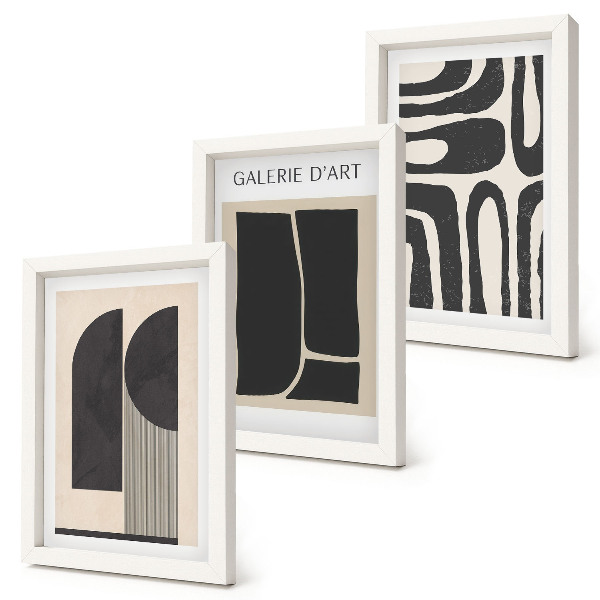 Tríptico com moldura Pôsteres minimalistas com formas abstratas