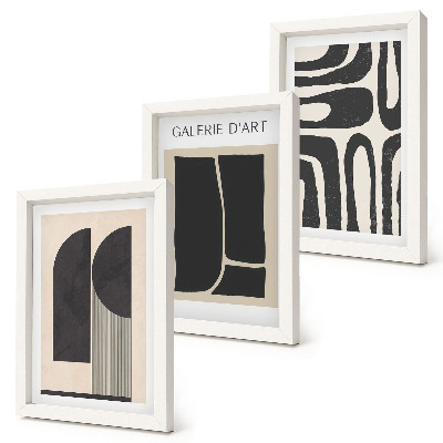 Tríptico com moldura Pôsteres minimalistas com formas abstratas