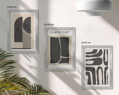 Tríptico com moldura Pôsteres minimalistas com formas abstratas