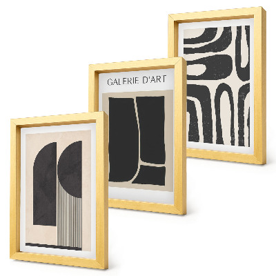 Tríptico com moldura Pôsteres minimalistas com formas abstratas