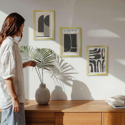 Tríptico com moldura Pôsteres minimalistas com formas abstratas
