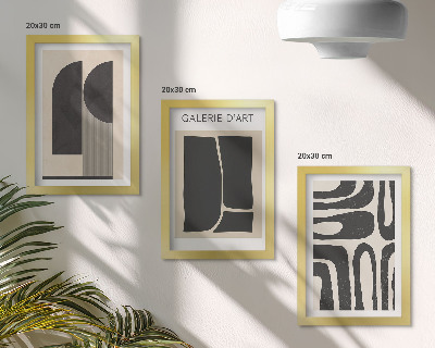 Tríptico com moldura Pôsteres minimalistas com formas abstratas