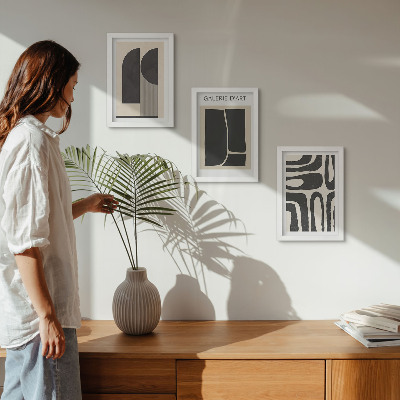 Tríptico com moldura Pôsteres minimalistas com formas abstratas