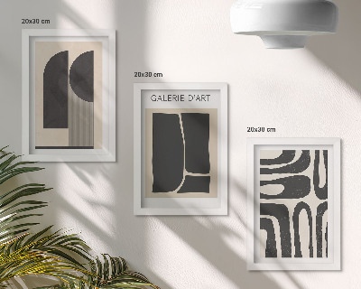 Tríptico com moldura Pôsteres minimalistas com formas abstratas