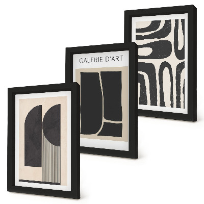 Tríptico com moldura Pôsteres minimalistas com formas abstratas