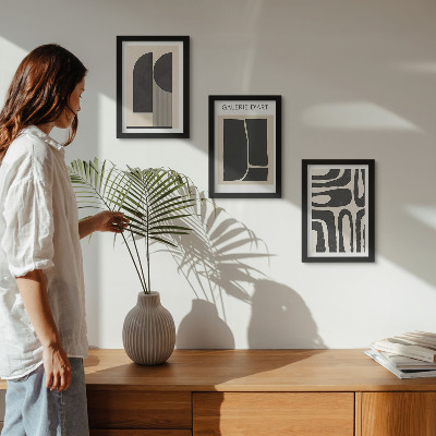 Tríptico com moldura Pôsteres minimalistas com formas abstratas