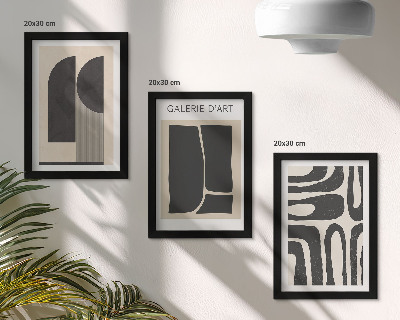 Tríptico com moldura Pôsteres minimalistas com formas abstratas