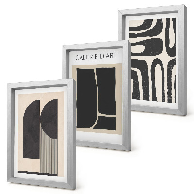 Tríptico com moldura Pôsteres minimalistas com formas abstratas