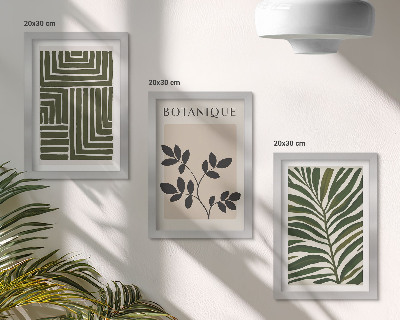 Conjunto de 3 quadros decorativos Composições botânicas no estilo do minimalismo boho