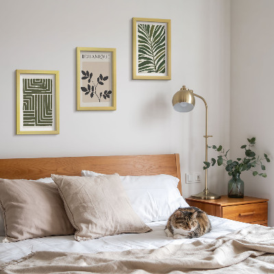 Conjunto de 3 quadros decorativos Composições botânicas no estilo do minimalismo boho