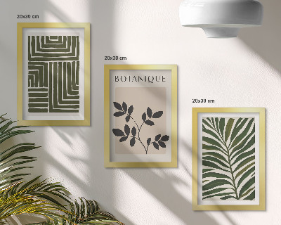 Conjunto de 3 quadros decorativos Composições botânicas no estilo do minimalismo boho