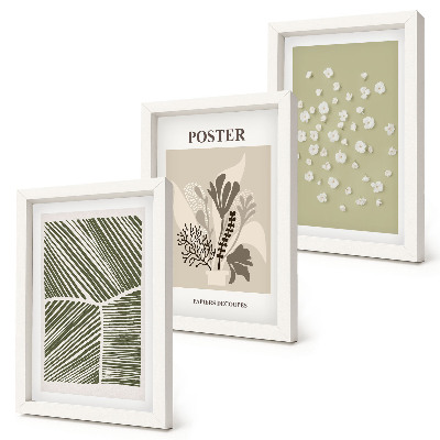 Conjunto de molduras com imagens Motivos vegetais em cores e padrões suaves.