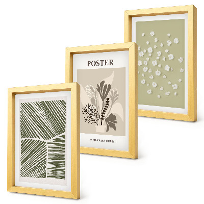 Conjunto de molduras com imagens Motivos vegetais em cores e padrões suaves.