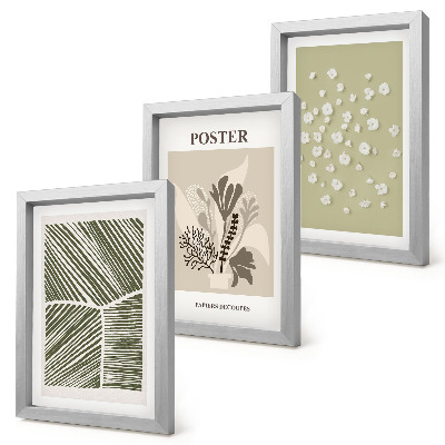 Conjunto de molduras com imagens Motivos vegetais em cores e padrões suaves.