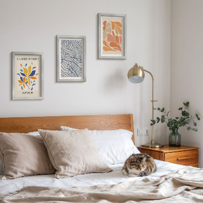 Tríptico com moldura Flores em estilo moderno com padrões abstratos