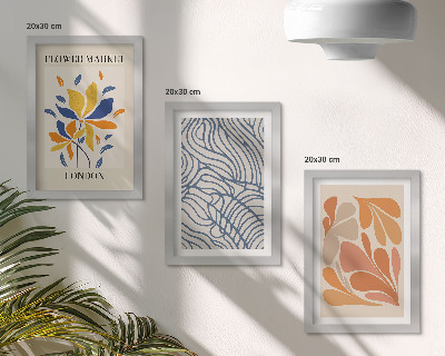Tríptico com moldura Flores em estilo moderno com padrões abstratos
