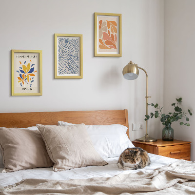 Tríptico com moldura Flores em estilo moderno com padrões abstratos
