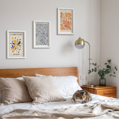 Tríptico com moldura Flores em estilo moderno com padrões abstratos